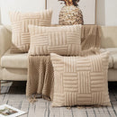 Axyaa Plush Cream White Throw Pillow Covers, Modern Farmhouse Couch Sofa Decor