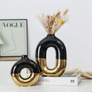 Axyaa Nordic Ceramic Vase | Electroplated Finish | Advanced Design for Creative Flower Arrangement