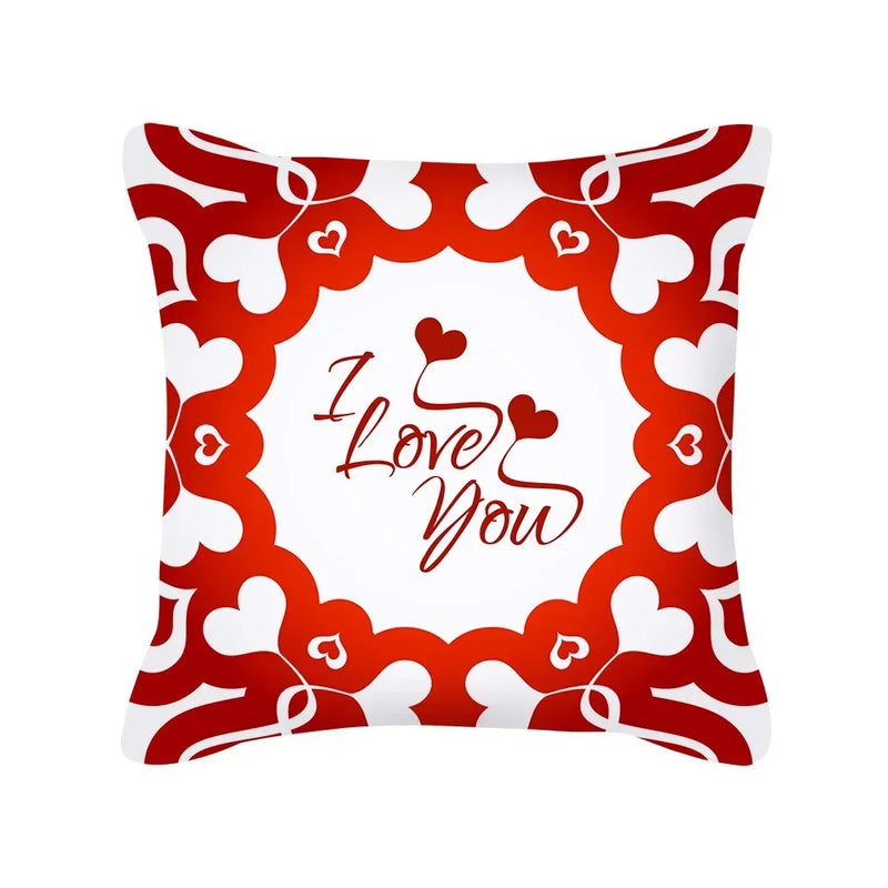 Red Geometric Pillow Case 45x45cm for Sofa, Car, Home Decor - Axyaa
