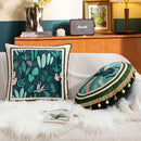 Axyaa Green Leaves Moss Print Velvet Cushion Cover 45x45cm for Home Decor