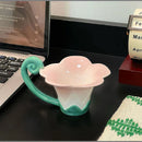Axyaa European Flower Ceramic Coffee Cup | Exquisite Embossed Tea Mug | Gift Idea