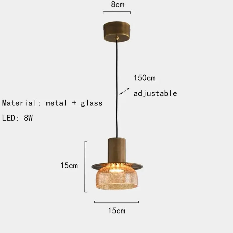Axyaa Retro Glass Pendant Chandelier: Modern LED Lighting for Home, Cafe, Bar