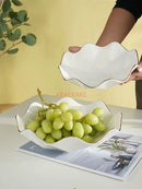 Axyaa Pure White Ceramic Fruit Plate - 10" Creative & Stylish Snack Basin
