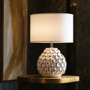Axyaa Blue Ceramic Desk Lamp with White Fabric Shade for Modern Minimalist Home Decor
