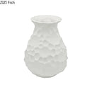 Axyaa White Porcelain Honeycomb Ceramic Vase with Artificial Flowers