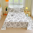 Axyaa Green Check Raw Cotton Double Bed Sheets Set Queen/King Flat Top Full Cover