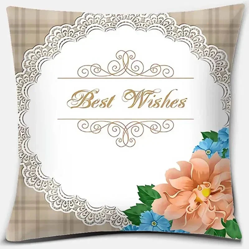Pink Flower Pattern Cushion Cover by Axyaa - 45x45cm Decorative Pillowcase