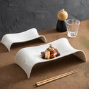 Axyaa White Ceramic Western Food Dinner Plate - Irregular Bridge Shape