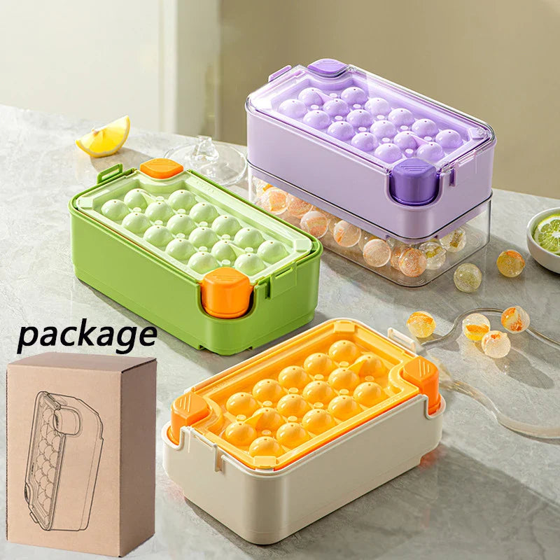 Axya Press Ice Mold Tray with Lid - Bar & Kitchen Accessory for Ball Ice