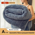 Axyaa Jacquard Queen Size Coral Fleece Blanket - Soft Plush Geometric Sofa Throw