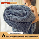 Axyaa Jacquard Queen Size Coral Fleece Blanket - Soft Plush Geometric Sofa Throw