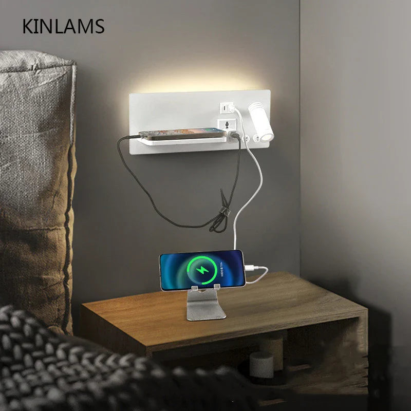 Axya Wireless Charging Wall Lamp for Bedroom & Living Room