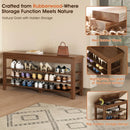 Axyaa Wooden Shoe Rack Bench: 3-Tier, Mid-Century Modern Design, 550lbs Capacity