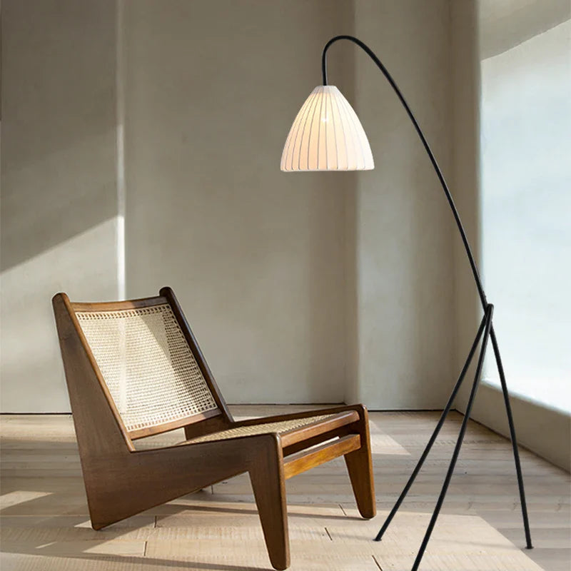 Axyaa Retro Floor Lamp with Pleated Lampshade for Living Room and Study Room