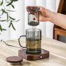 Axyaa Glass Tea Cup with Filter, Lid & Anti-scald Handle, 400ml Heat-resistant Drinking Cup