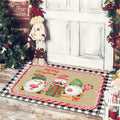 Axyaa Christmas Welcome Mat with Santa Snowman Car Print