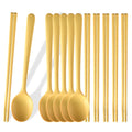 Axyaa Yellow Silicone Dinnerware Set: Spoon, Chopsticks, Flatware, Tableware