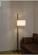 Axyaa Solid Wood Fabric Shade LED Floor Lamp for Cozy Home Decor