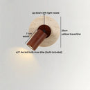 Axyaa LED Wall Lamp Yellow Travertine Wood Shade Indoor Lighting