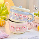 Axyaa Stainless Steel Ramen Bowl with Lid, Large Capacity, Kawaii Design