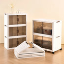 Axyaa 5-Layer Folding Storage Cabinet with Wheels, Large Capacity Organizer