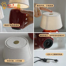 Axyaa Red/White/Black Ceramics Table Lamp with Touch Switch - LED Desk Light for Home Decor