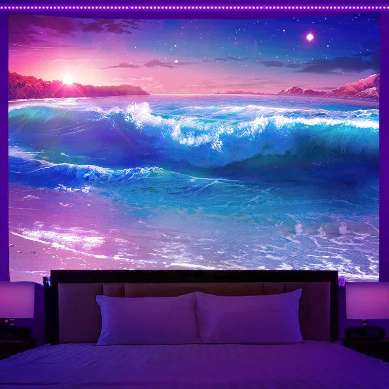 Axyaa Starry Sky Planet City Tapestry Room Decoration