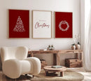 Axyaa Minimalist Merry Christmas Tree Canvas Print Set for Festive Home Decor