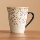 Axyaa Hand-painted Wisteria Ceramic Tea Cup Large Capacity Mug with Handle