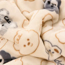 Axyaa Bear Printed Coral Fleece Winter Blanket - Double-layer Milk Velvet