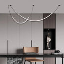 Axyaa Modern Curved Line Pendant Lights for Restaurant, Bar, Living Room- Long Strip Lamp