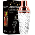 Axyaa Stainless Steel Cocktail Shaker Glass with Braided/Pineapple Pattern Filter Lid