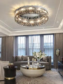 Axyaa Crystal Ceiling Light: Modern Round LED Fixture for Living Room, Bedroom, Dining Room