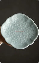 Axyaa Chinese Tea Plate - Delicate Ceramic Fruit Plate for Tea Room and Dim Sum