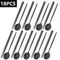 Axyaa Black Gold Stainless Steel Cutlery Set - 18Pcs Tableware Kitchen Silverware