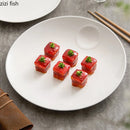Axyaa White Ceramic Salad Plate Set for Molecular Cuisine and Fine Dining