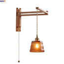 Axyaa Vintage LED Wall Lamp Amber Glass Wood Wabi Sabi Arandela