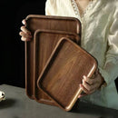 Axyaa Black Walnut Wood Tea Tray for Coffee Tea Desserts Storage Dinner Tray