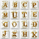Axyaa European Gold 26 Letters Digital Printed Pillowcase for Home Decor