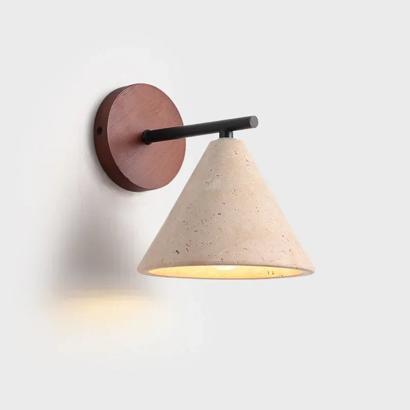 Axyaa Yellow Travertine LED Wall Sconce, Classical Bedroom Lighting Fixtures