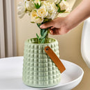 Axyaa Leather Handle Flower Vase Modern Nordic Style Plastic Pot