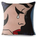 Axyaa Pop Art Crying Girl Cushion Cover 45x45cm