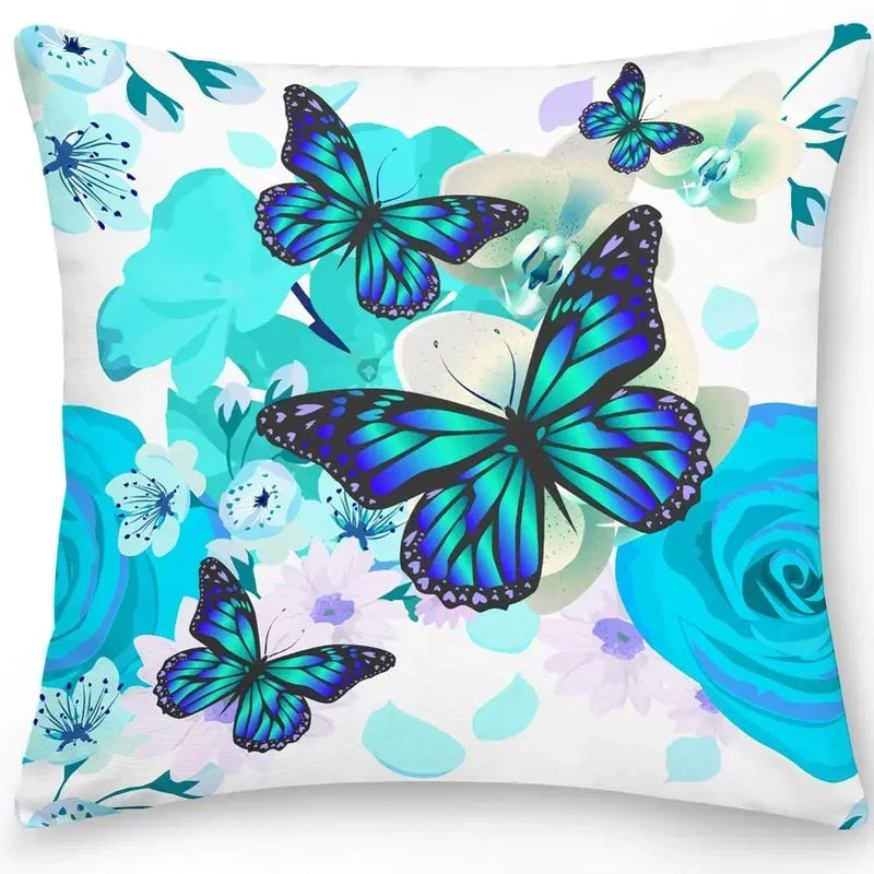 Axyaa Butterfly Flower Cushion Cover - Elegant Home & Office Decor