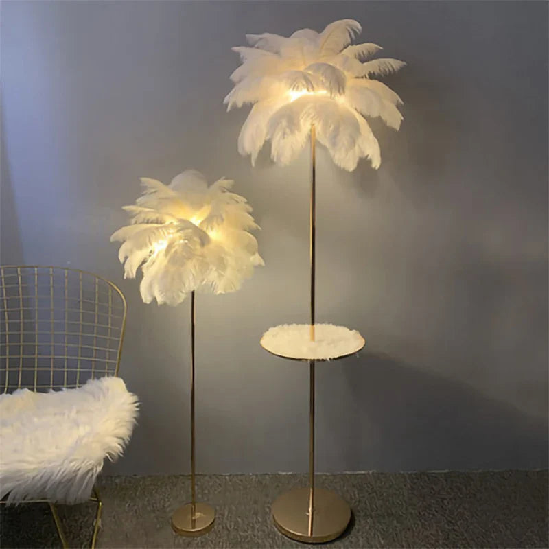 Axyaa Ostrich Feather Shade LED Floor Lamp for Modern Home Decor