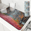 Axyaa Autumn Park Kitchen Drain Pad, Heat Resistant Dish Drying Mat