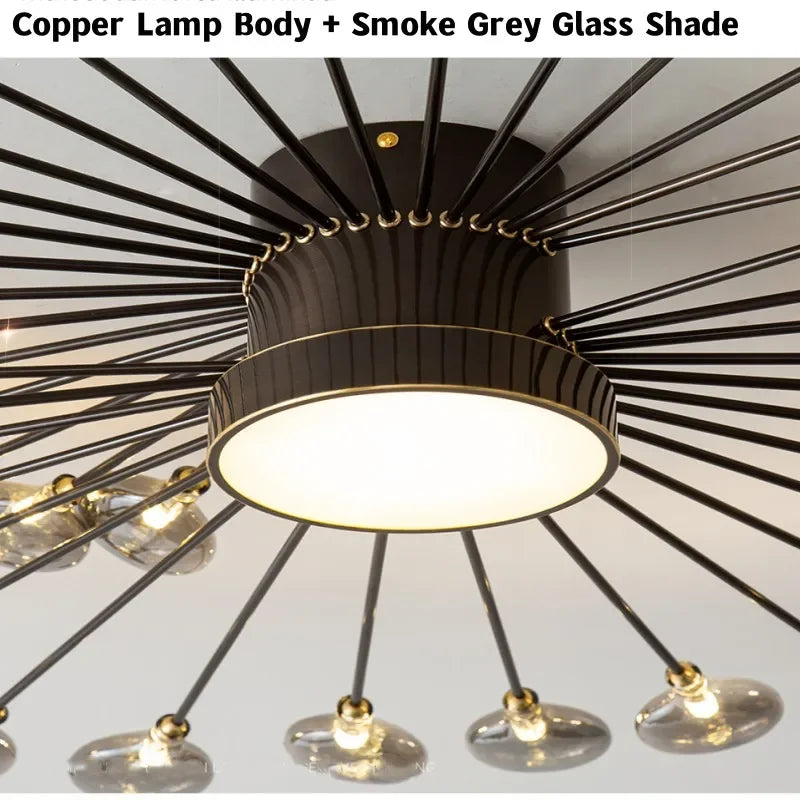 Axyaa Modern Copper Fireworks LED Ceiling Chandelier for Bedroom and Living Room