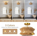 Axyaa Woven Rattan Ceiling Chandelier Light Fixture for Home Décor