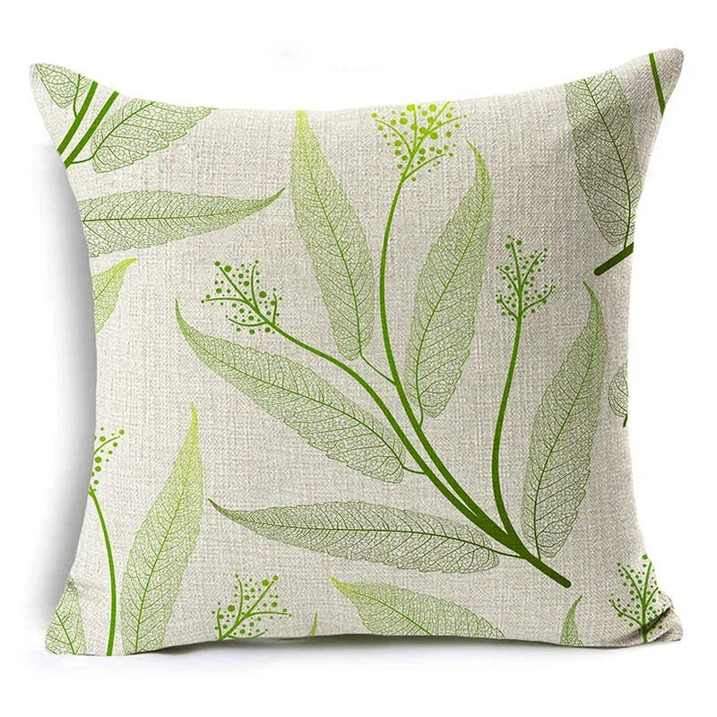 Axyaa Tropical Plants Linen Cushion Cover 45x45cm - Decorative Sofa Bed Pillow Case