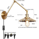 Axyaa Gold Industrial LED Wall Lamp with Pull Chain Switch - Vintage Style