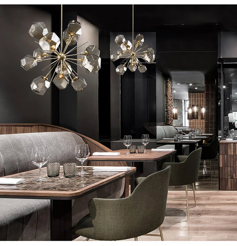 Axyaa Rock Glass Chandelier Pendant Lamps for Living Room Restaurant Bedroom